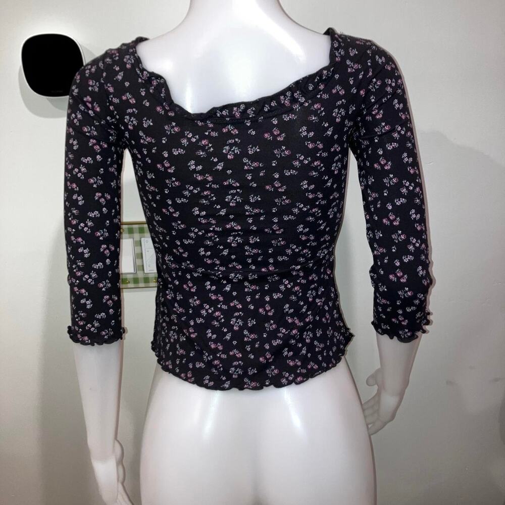 Vintage 90s y2k mesh floral milkmaid blouse clockhouse - Picture 5 of 7
